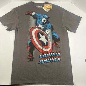 NWT MARVEL Mens Graphic TShirt Size M Charcoal Heather Captain America Comic Fan